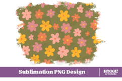 Retro Flowers Background Png Floral Paper Sublimation Splash Product Image 1