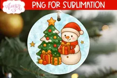 Christmas ornament PNG sublimation, Cute snowman ornament Product Image 3