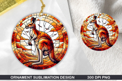 kangaroo Stained Glass Ornament PNG, Sublimation PNG Design Product Image 1