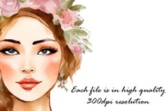 Watercolor Clipart: Beautiful Women's Faces Product Image 3