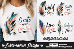 Boho Feather Inspirational Sublimation PNG for T Shirt Product Image 1