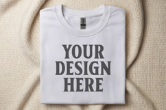 Gildan 64000 White Folded Tshirt Mockup Product Image 1