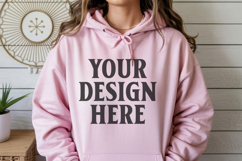 Light Pink Gildan 18500 Hoodie Mockup, G18000 Hoodie Mod Product Image 1