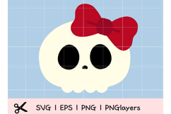 Cute Kawaii Skull with Bow SVG | Girly Halloween Skull Product Image 1
