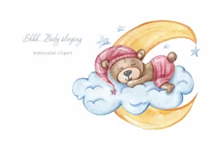Watercolor sleeping bear clipart. Baby animal illustration Product Image 1
