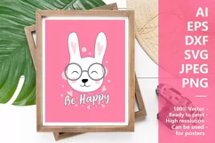 Be Happy, Cute Cat Smiling, Trendy Animal T-Shirt Design Product Image 2