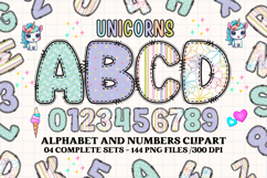 Unicorn Alphabet png clipart, unicorn letters doodle Product Image 1