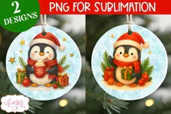 Christmas ornament PNG sublimation, Cute penguin PNG design Product Image 1