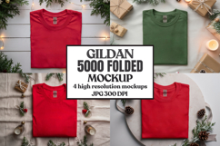 Gildan 5000 Folded Christmas Mockup, G5000 mockup Product Image 1