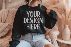 Black Gildan 18000 Sweatshirt Mockup,G18000 Crewneck Sweatsh Product Image 1