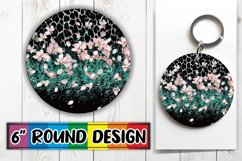 Vibrant Glittery Petal Sublimation Circle: Keychain, Coaster Product Image 1
