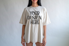 Ivory Comfort Colors 1717 T-shirt Mockups, Real Model Product Image 1