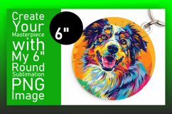 Whimsical Abstract Dog Round Design Keychain Sublimation Product Image 1