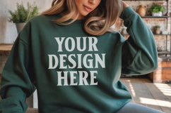 Forest Green Gildan 18000 Crewnwck Sweatshirt Mockup, gildan Product Image 1