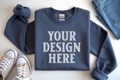 Graphite Heather Gildan 18000 Folded Flat Lay Mockups Product Image 1