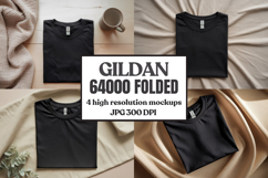 Gildan 64000 Folded Tshirt Mockup , Folded Tee Flat Lay Product Image 1