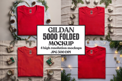 Gildan 5000 Folded Christmas Mockup, G5000 mockup Product Image 1