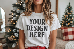 Christmas Bella Canvas 3001 White Shirt Mockup ,Trandy mock Product Image 1