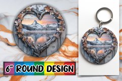 Winter 3D Heart Frame Round Design Sublimation PNG Holiday Product Image 1