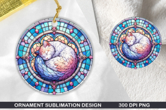 Cute Cat Stained Glass Ornament PNG, Digital Download File Product Image 1