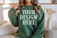 Forest Green Gildan 18000 Crewnwck Sweatshirt Mockup, gildan Product Image 1