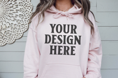 Light Pink Gildan 18500 Hoodie Mockup, G18000 Hoodie Mod Product Image 1