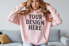 Light Pink Gildan 18500 Hoodie Sweatshirt Mockup, 185 mock- Product Image 1