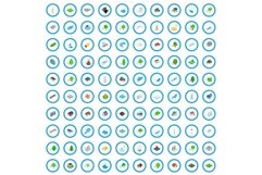 100 landscape icons set, isometric 3d style Product Image 1