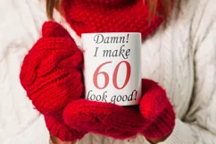 Damn! I make 60 look good svg phrase for birthday postcard Product Image 3
