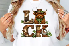 St Patrick's Day png | Lucky Highland Cow Shirt Design Product Image 2