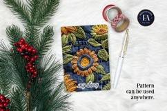 Embroidered Denim Digital Paper| Sunflower Denim Pattern Product Image 4