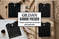 Gildan 64000 Folded Tshirt Mockup , Folded Tee Flat Lay Product Image 1