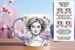 Inspiring 11oz Mug Wrap Png Design , Beauty Woman Product Image 1