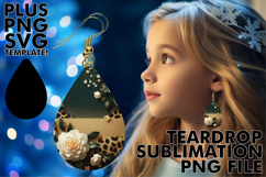 LUMINOUS Teardrop Earrings Design PNG, Leopard Prints Product Image 1