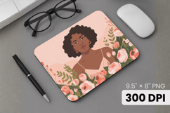 Afro Girl / Woman braided hair Mouse Pad, Black Queen PNG Product Image 1