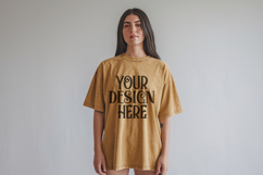 Mustard Comfort Colors 1717 T-shirt Mockups, Real Model Product Image 1