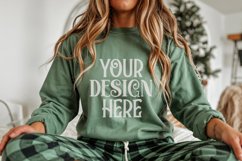 Christmas Gildan 18000 Military Green Crewneck Sweatshirt Mo Product Image 1