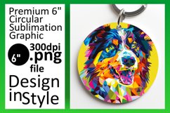 Artful Dog Round Design Keychain Sublimation Pattern Product Image 1