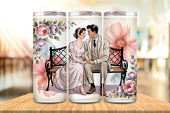 Valentine’s Day Couple on Bench Tumbler Wrap PNG Big Bundle Product Image 3