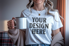 Christmas Bella Canvas 3001 White Shirt Mockup ,Trandy mock Product Image 1