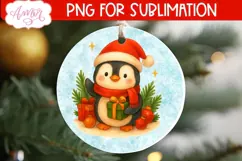 Christmas ornament PNG sublimation, Cute penguin PNG design Product Image 3