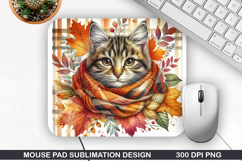 Cat Mouse Pad Sublimation, Autumn Mouse Pad PNG Design Product Image 1