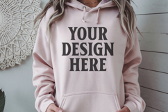 Light Pink Gildan 18500 Hoodie Mockup, G18000 Hoodie Mod Product Image 1