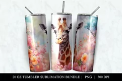 Giraffe 20 oz Skinny Tumbler Sublimation PNG Product Image 2