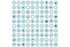 100 knowledge icons set, flat style Product Image 1
