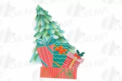 Watercolor Christmas truck clip art. Retro trucks decoration Product Image 11