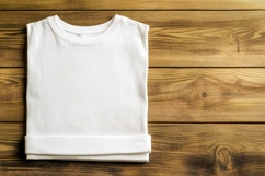 White T-shirt on a wooden background Product Image 1