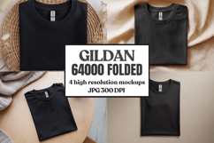 Gildan 64000 Folded Tshirt Mockup , Folded Tee Flat Lay Product Image 1