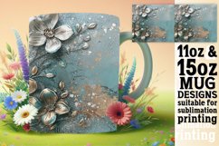 Leopard Blossom Glitter Mug Sublimation Wrap Product Image 1