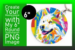 Bright Colorful Abstract Dog Round Design Keychain Product Image 1